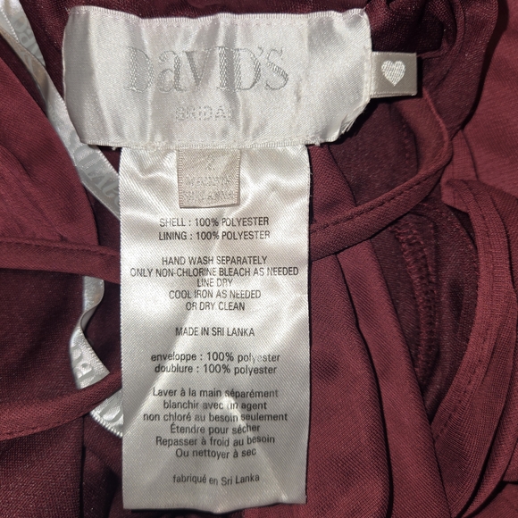 David's Bridal Size 2 Wine Long High Neck Strapless Dress - Picture 2 of 7